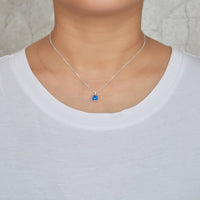 Sterling Silver September (Sapphire) Birthstone Necklace & Earrings Set Created with Zircondia® Crystals