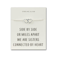 Sterling Silver Sister Heart Link Bracelet with Quote Card