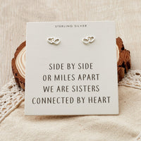 Sterling Silver Sister Heart Link Earrings with Quote Card