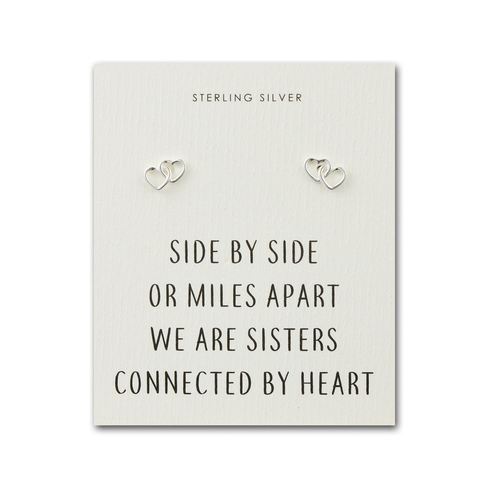 Sterling Silver Sister Heart Link Earrings with Quote Card