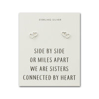 Sterling Silver Sister Heart Link Earrings with Quote Card
