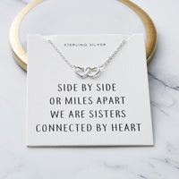 Sterling Silver Sister Heart Link Necklace with Quote Card