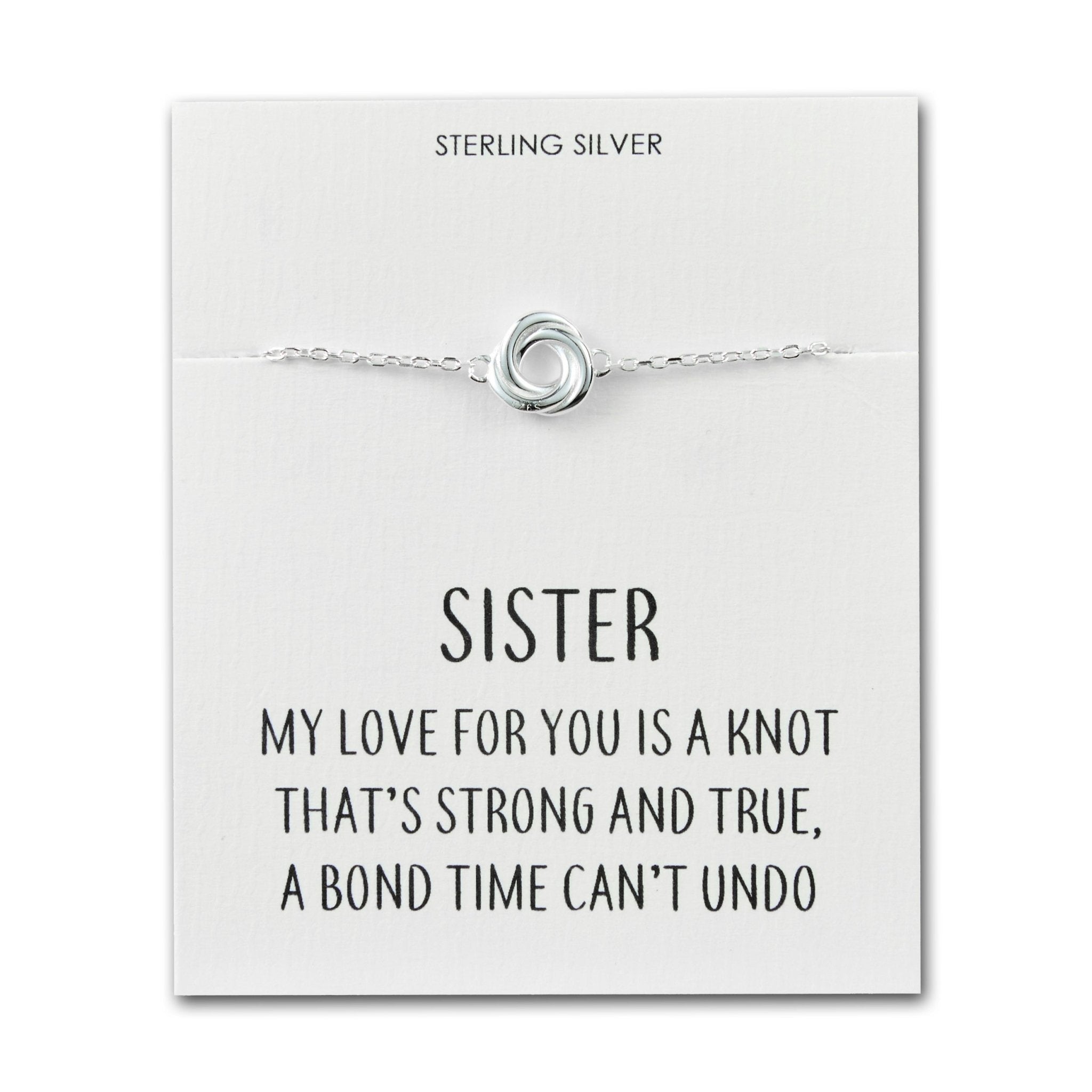 Sterling Silver Sister Quote Knot Bracelet