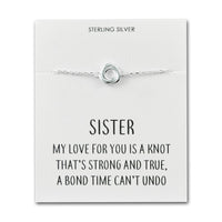 Sterling Silver Sister Quote Knot Bracelet