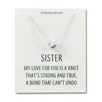 Sterling Silver Sister Quote Knot Necklace