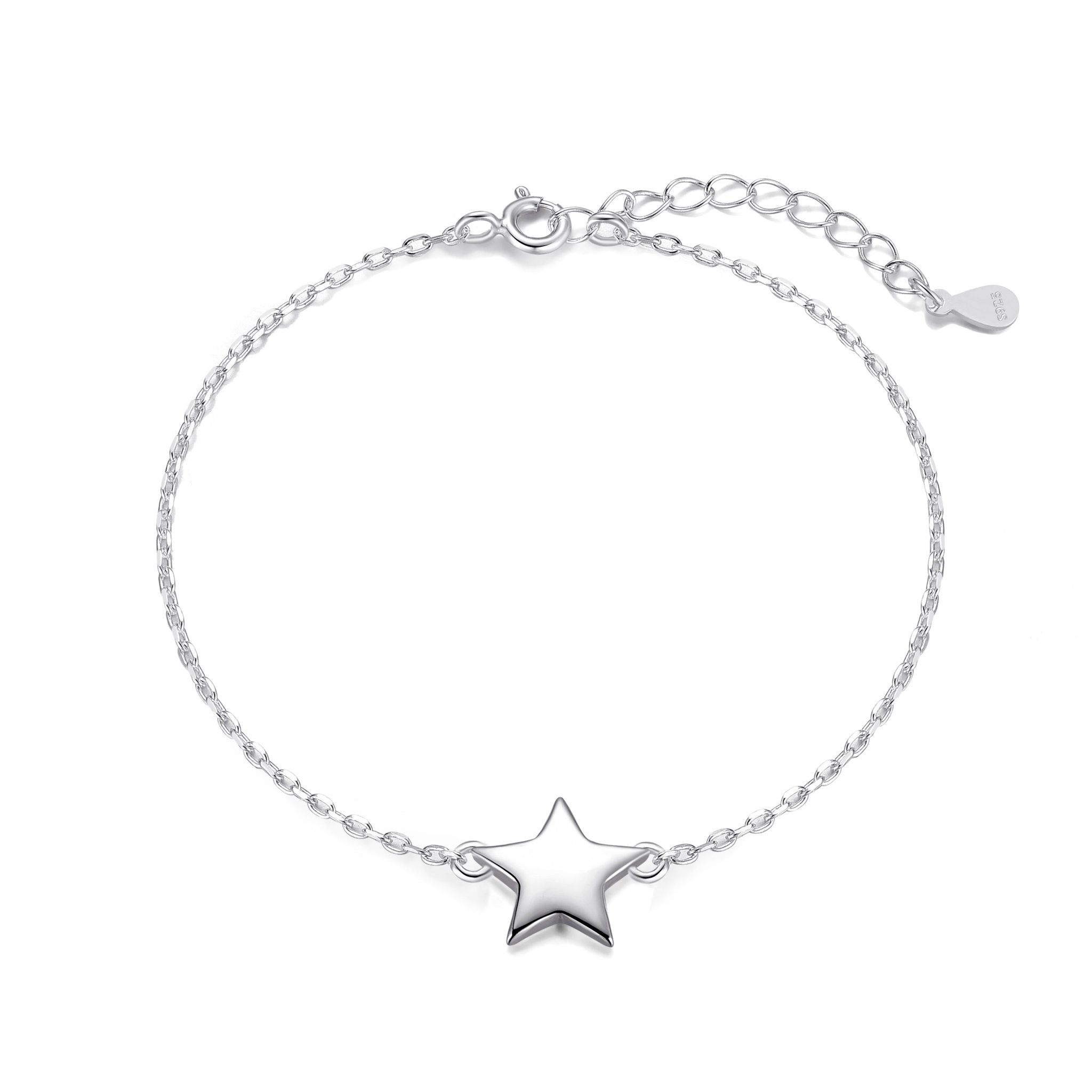 Sterling Silver Sister Quote Star Bracelet