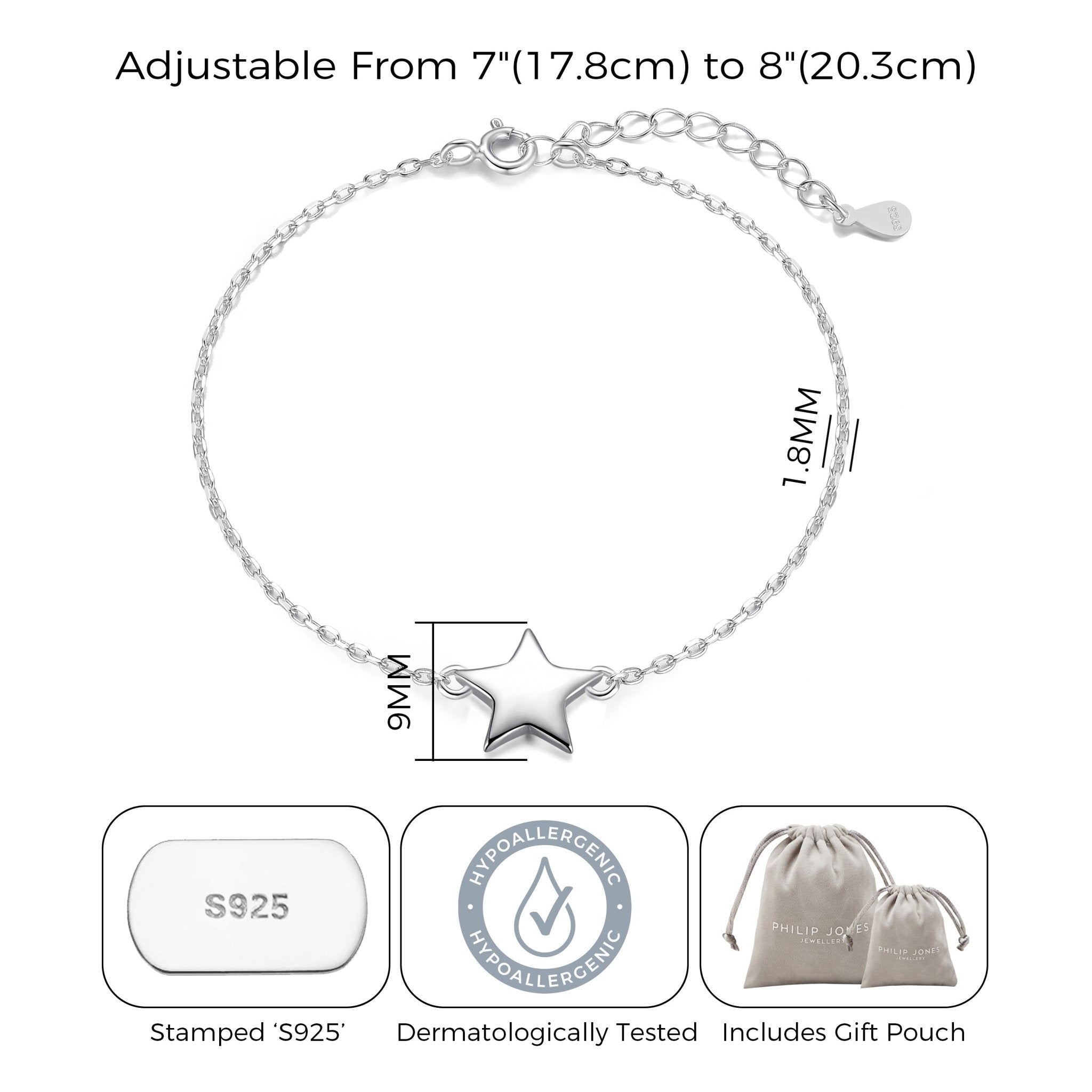 Sterling Silver Niece Quote Star Bracelet