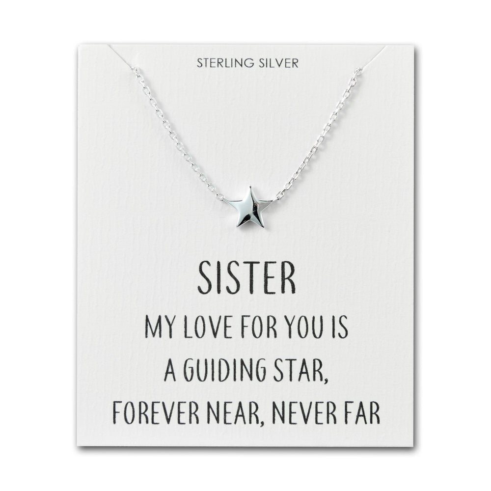 Sterling Silver Sister Quote Star Necklace