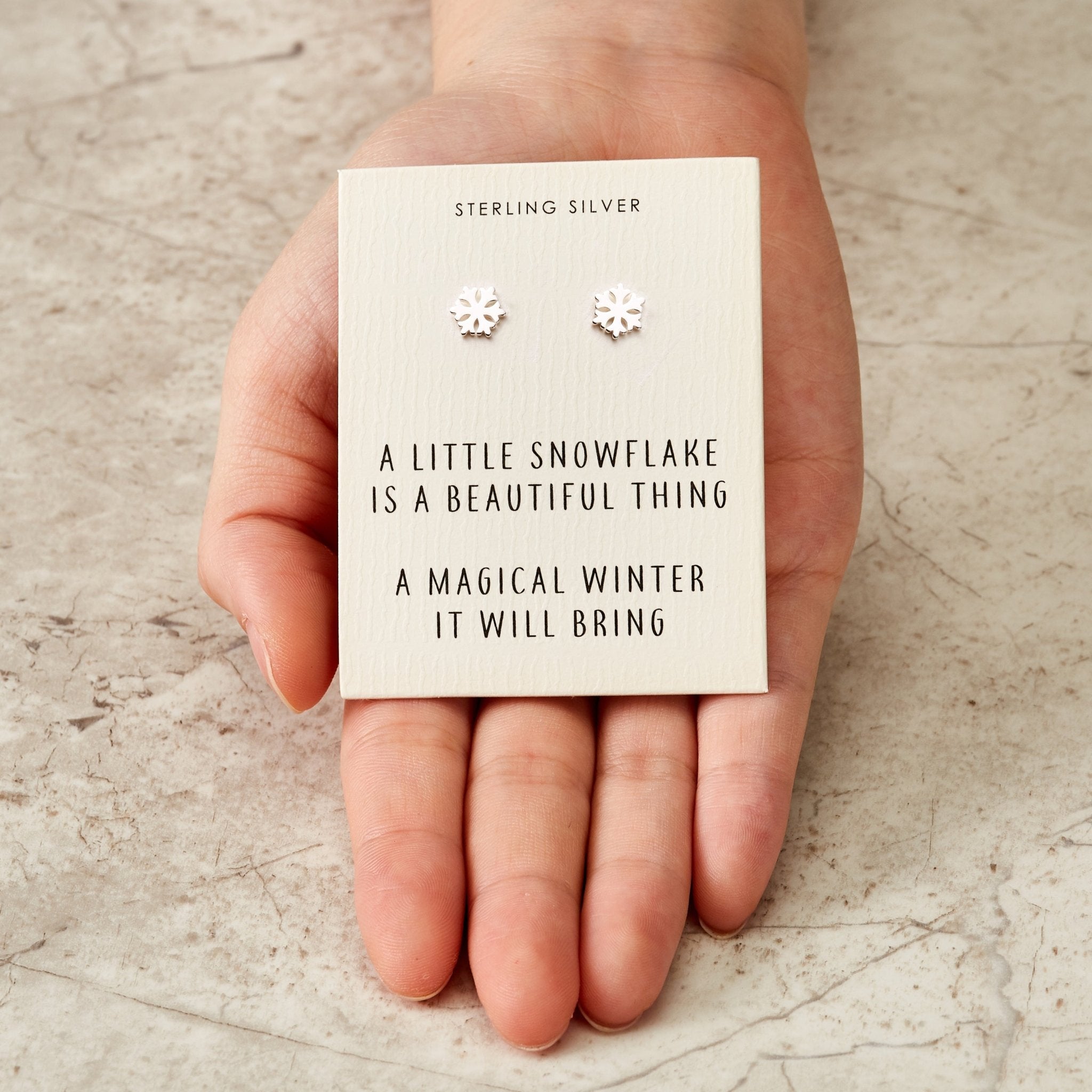 Sterling Silver Snowflake Quote Earrings