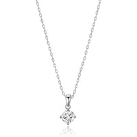Sterling Silver Solitaire Necklace Created with Zircondia® Crystals