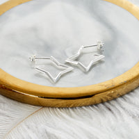 Sterling Silver Star Hoop Earrings