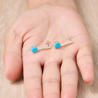 Sterling Silver Synthetic Turquoise Gemstone Drop Earrings