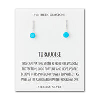 Sterling Silver Synthetic Turquoise Gemstone Drop Earrings with Quote Card