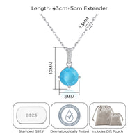 Sterling Silver Synthetic Turquoise Gemstone Necklace