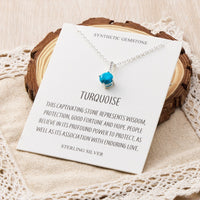 Sterling Silver Synthetic Turquoise Gemstone Necklace with Quote Card