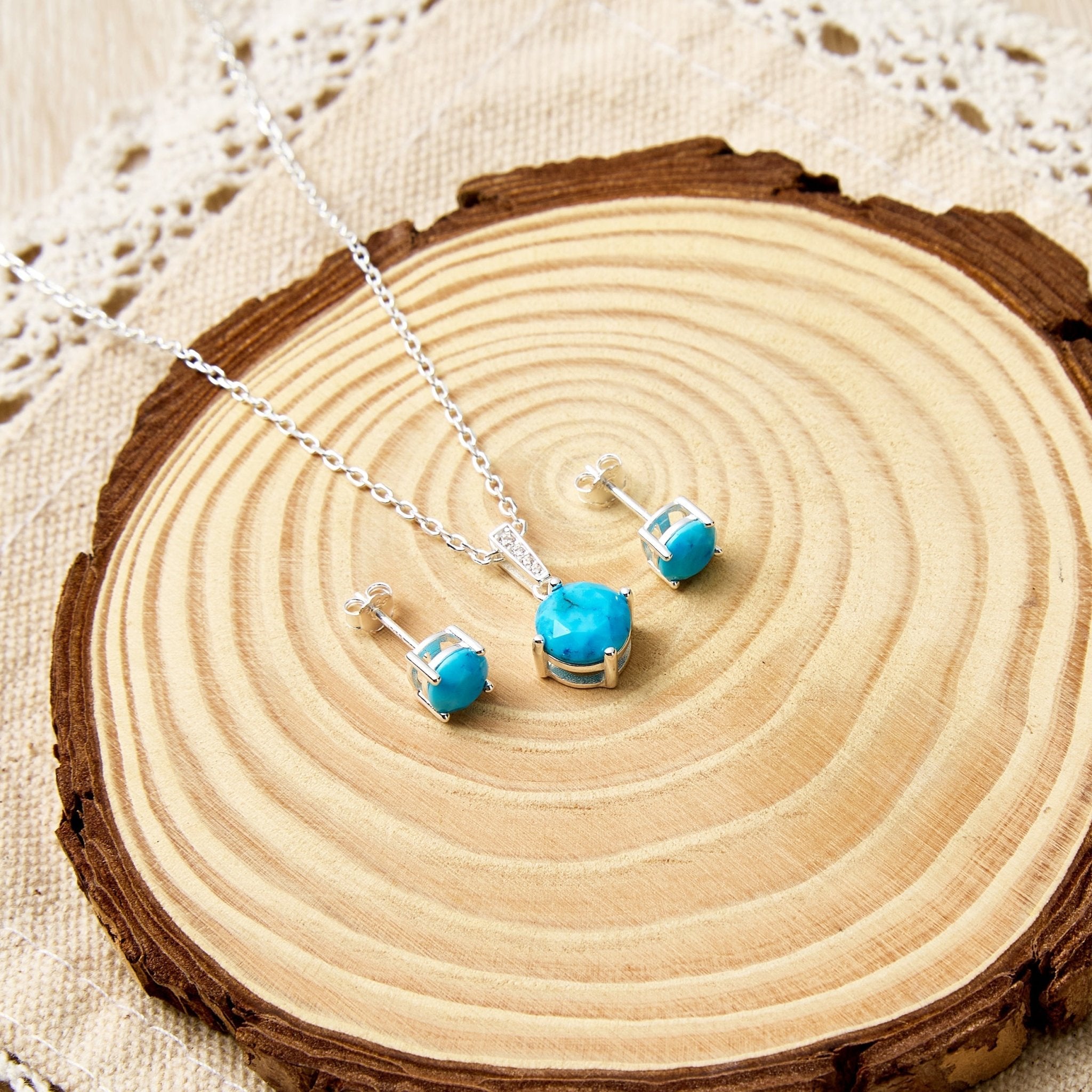 Sterling Silver Synthetic Turquoise Gemstone Set with Quote Card