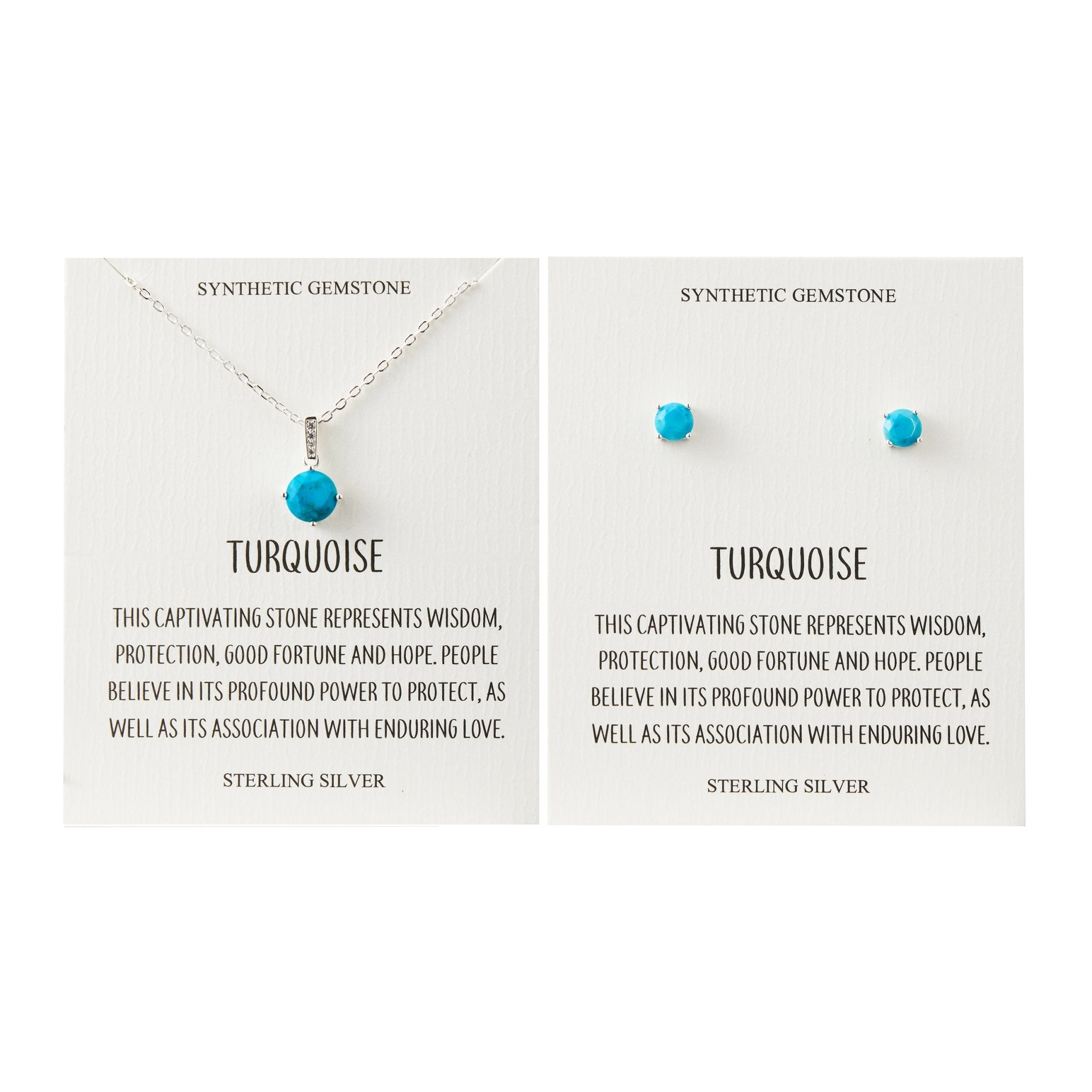 Sterling Silver Synthetic Turquoise Gemstone Set with Quote Card