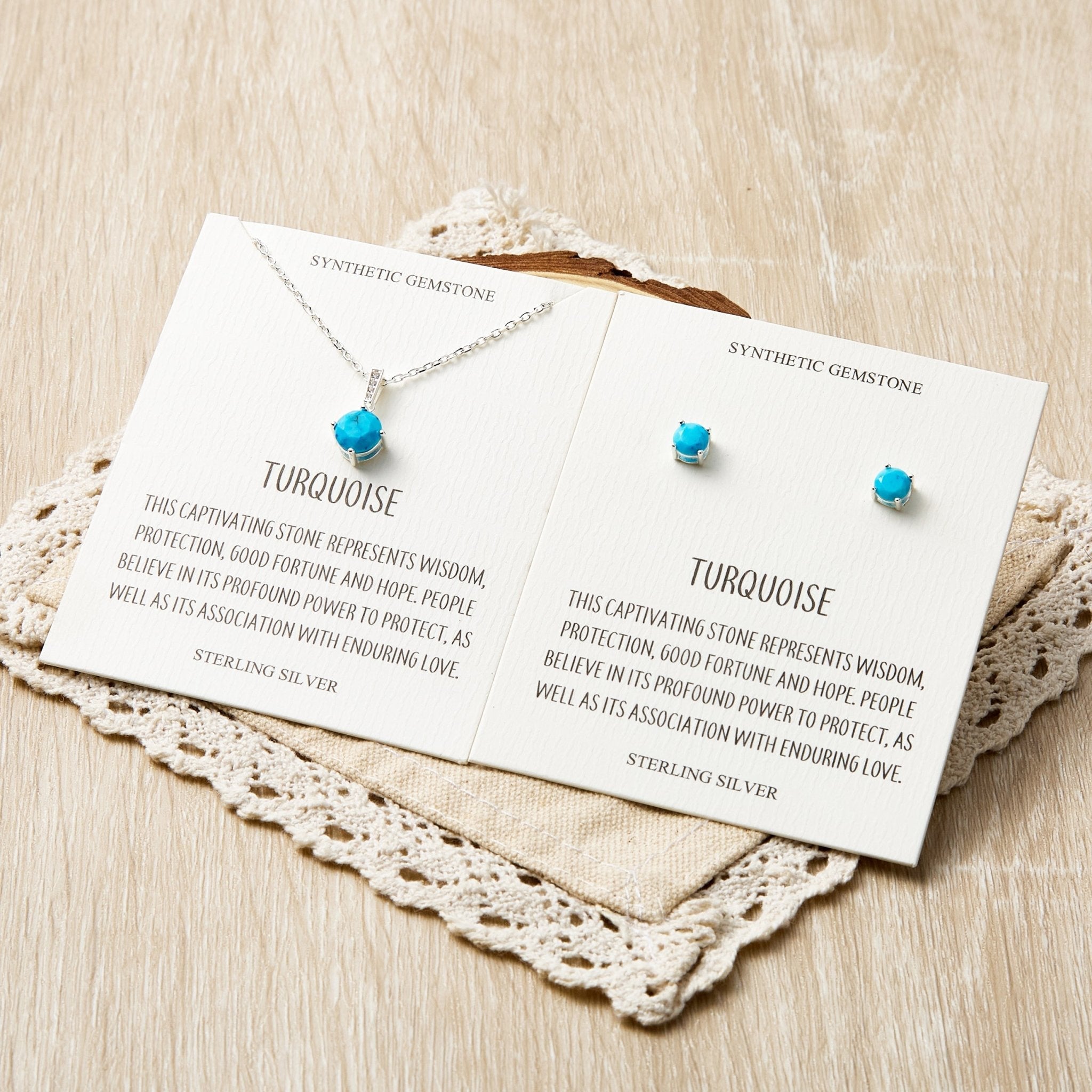 Sterling Silver Synthetic Turquoise Gemstone Set with Quote Card