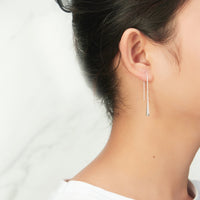 Sterling Silver Teardrop Thread Earrings