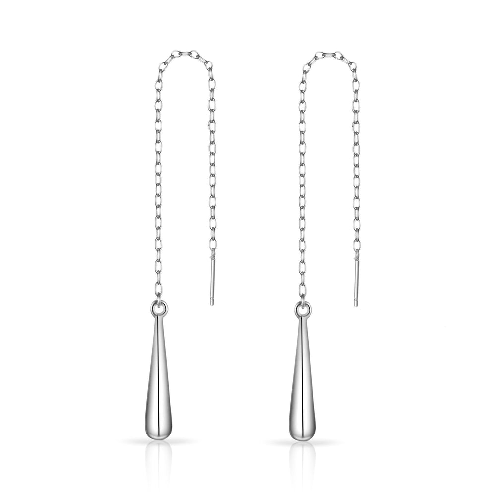 Sterling Silver Teardrop Thread Earrings