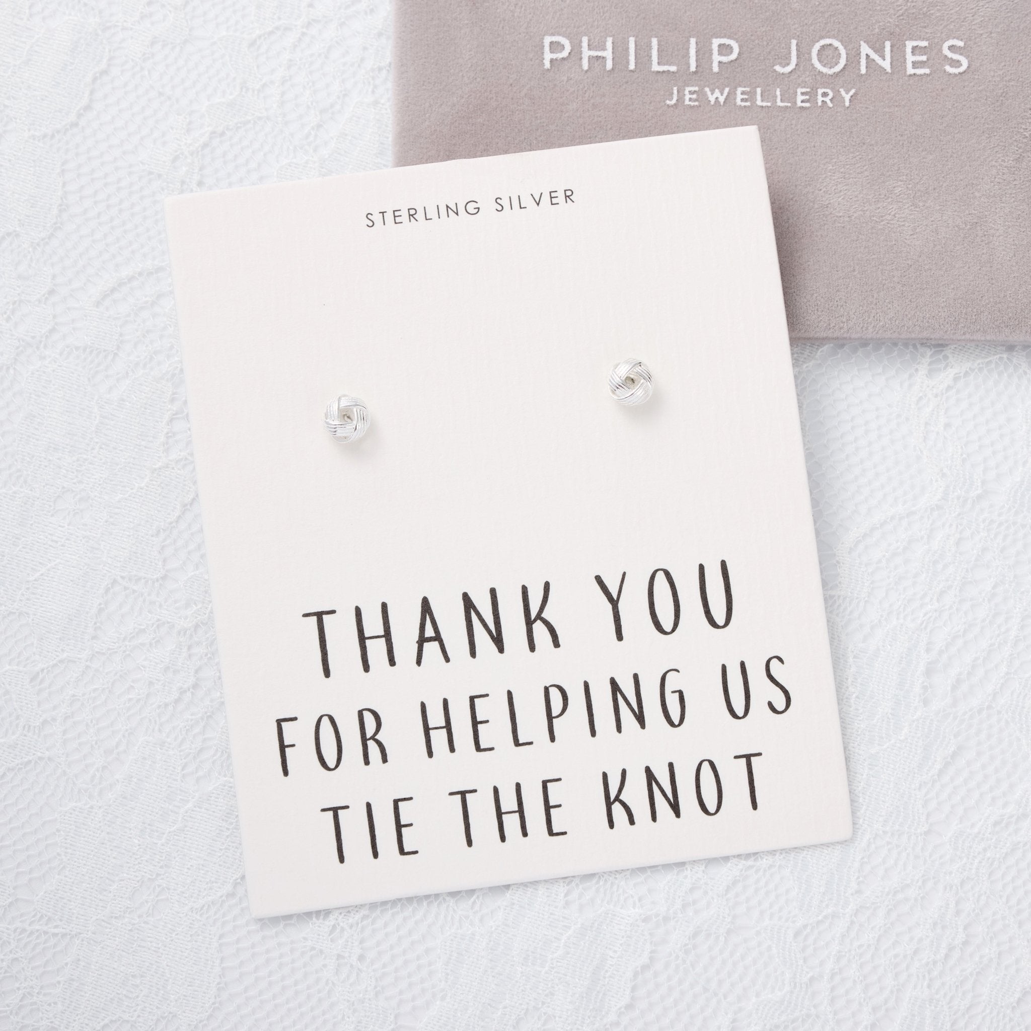 Sterling Silver Thank You for Helping us Tie The Knot Wedding Earrings