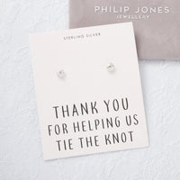Sterling Silver Thank You for Helping us Tie The Knot Wedding Earrings