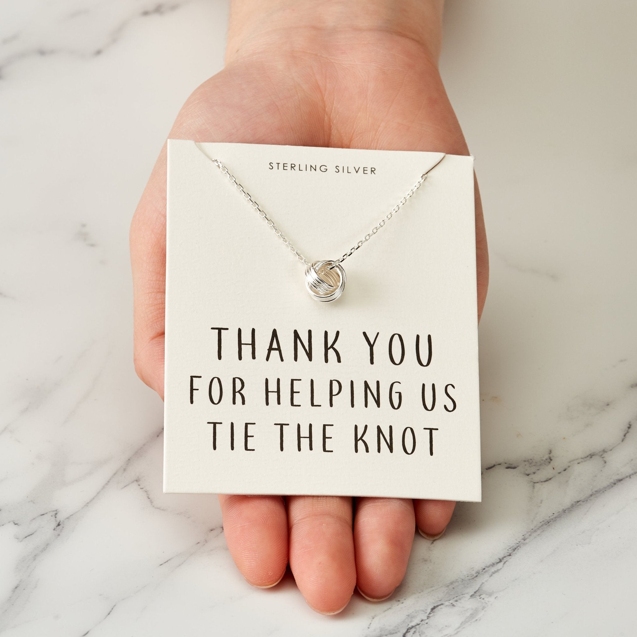 Sterling Silver Thank You for Helping us Tie The Knot Wedding Necklace