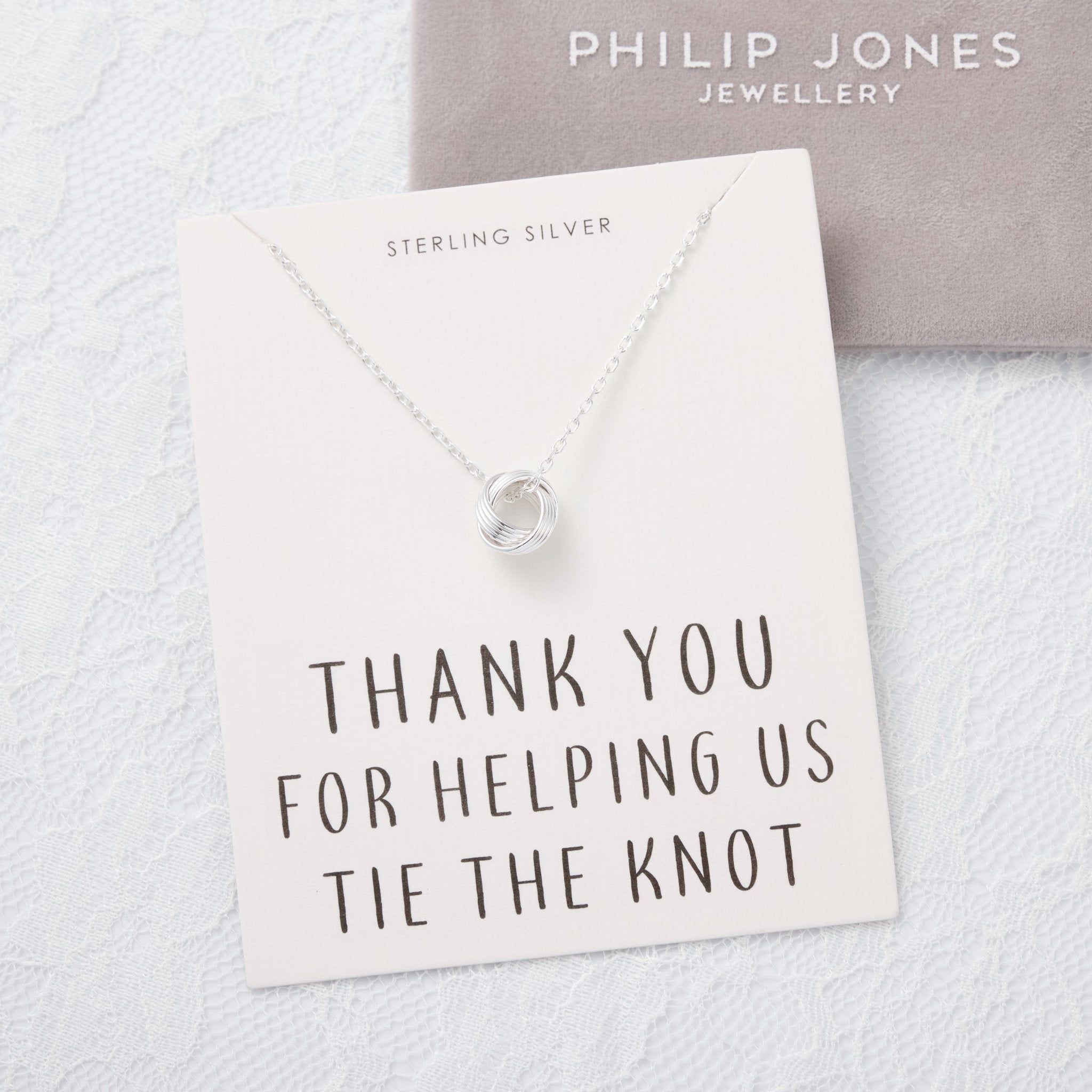 Sterling Silver Thank You for Helping us Tie The Knot Wedding Necklace
