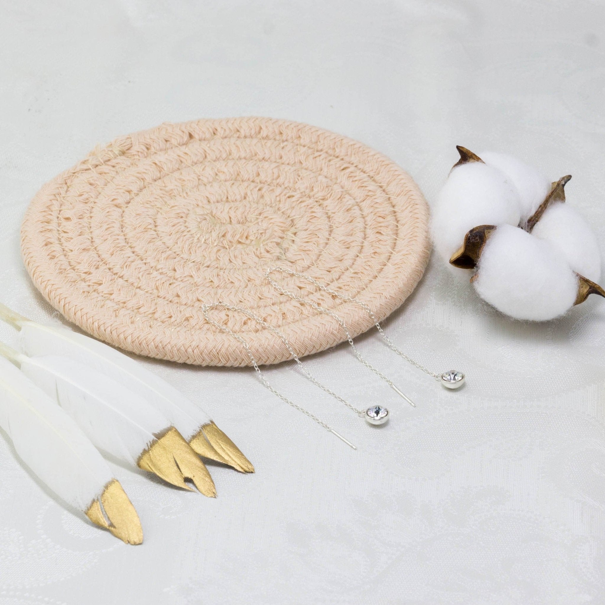 Sterling Silver Thread Earrings Created with Zircondia® Crystals