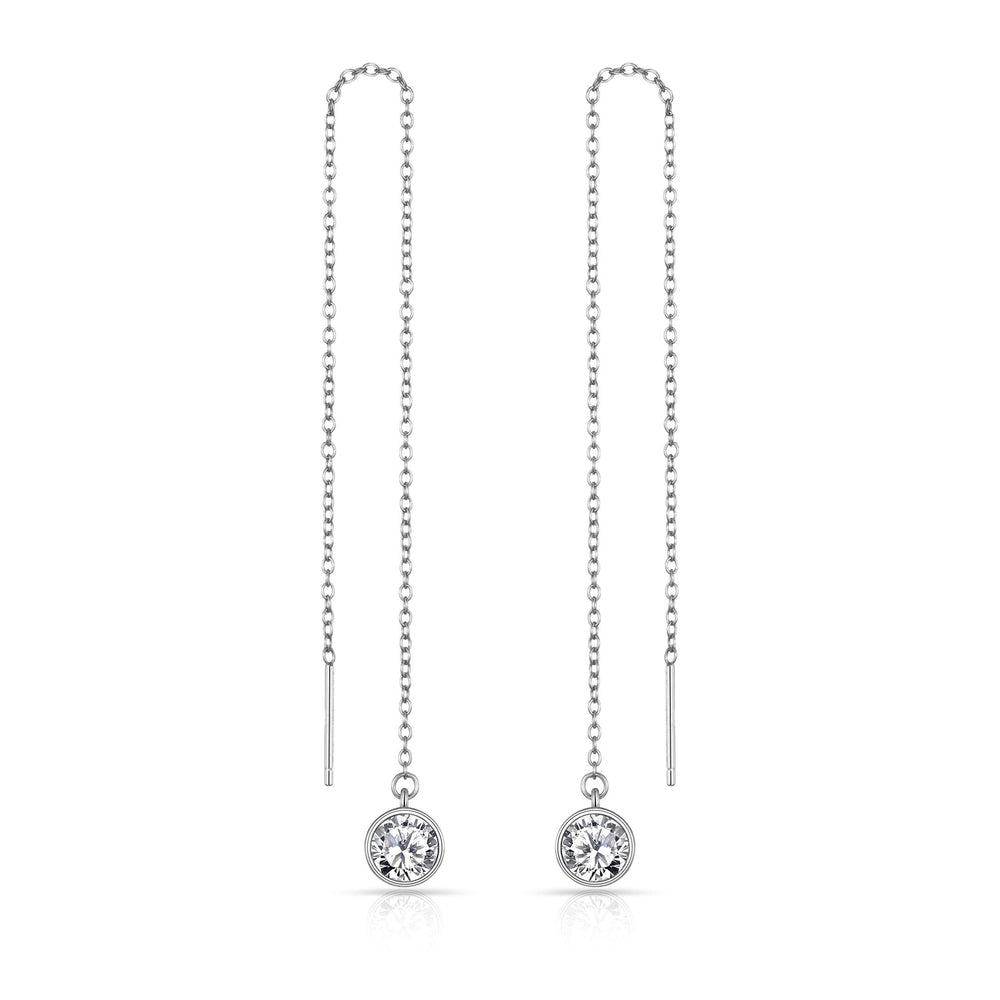 Sterling Silver Thread Earrings Created with Zircondia® Crystals
