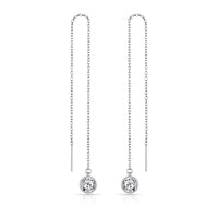 Sterling Silver Thread Earrings Created with Zircondia® Crystals
