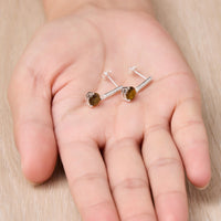 Sterling Silver Tigers Eye Gemstone Drop Earrings with Quote Card