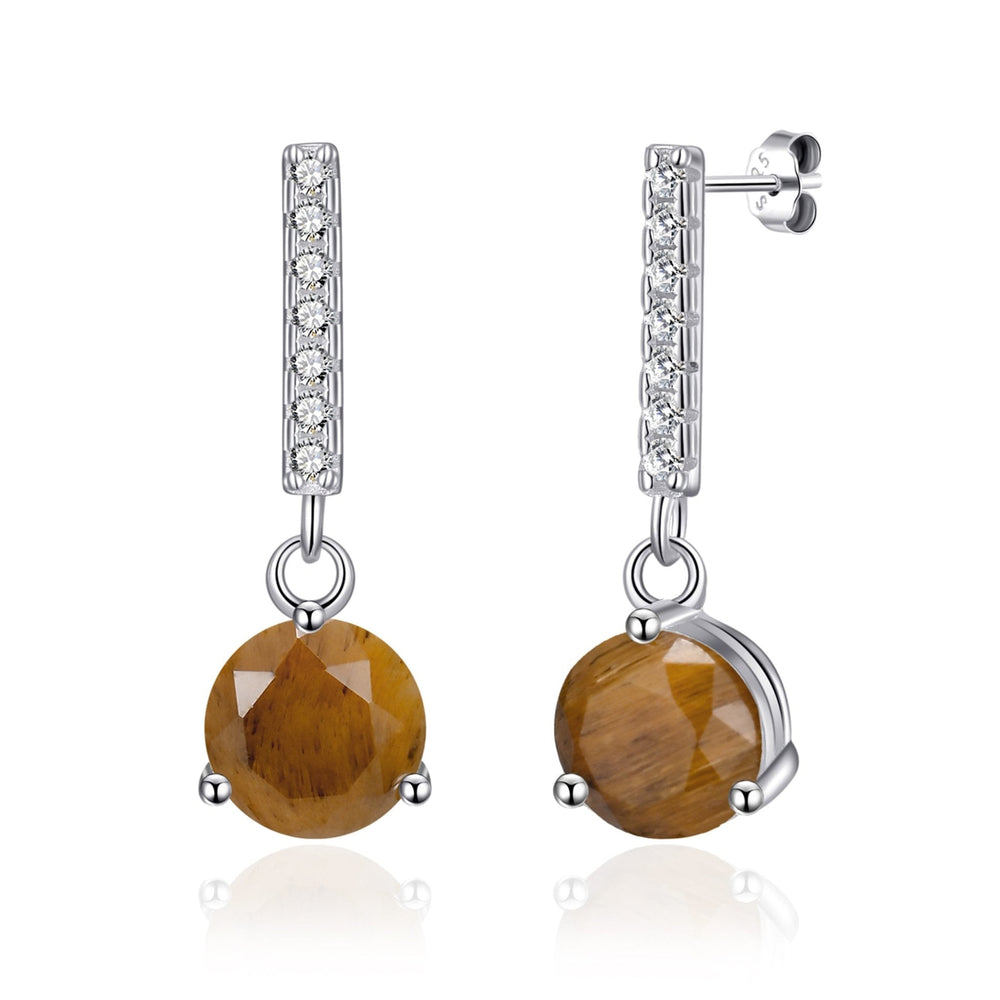 Sterling Silver Tigers Eye Gemstone Drop Earrings