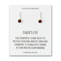 Sterling Silver Tigers Eye Gemstone Drop Earrings with Quote Card