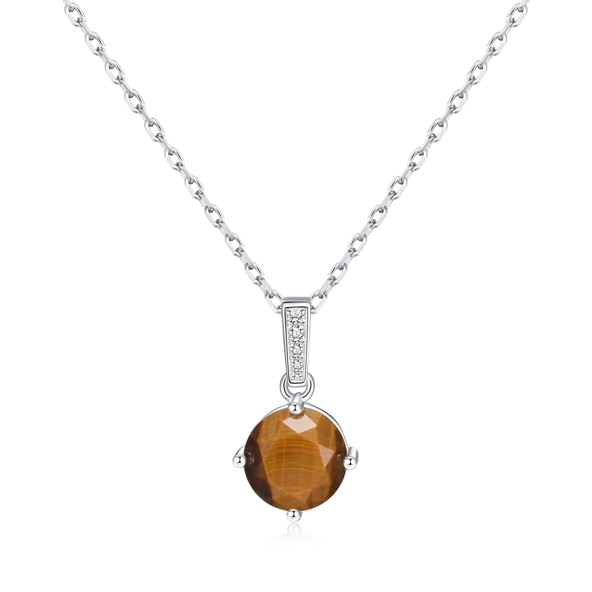 Sterling Silver Tigers Eye Gemstone Necklace with Quote Card