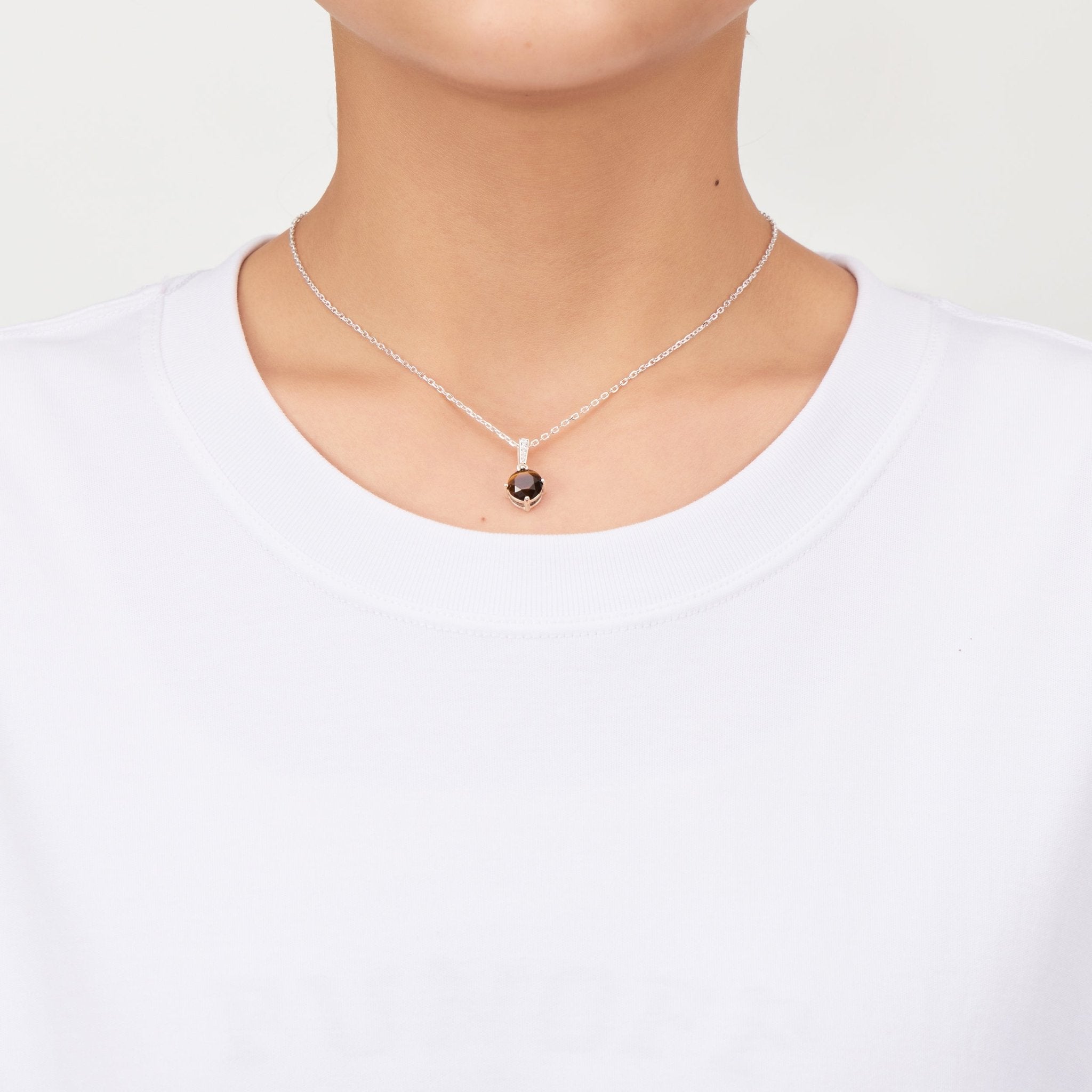 Sterling Silver Tigers Eye Gemstone Necklace with Quote Card