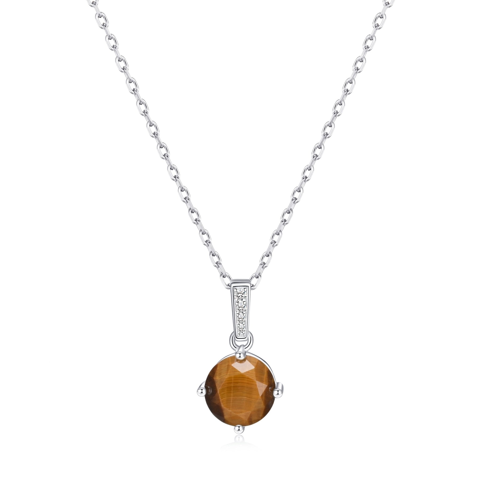 Sterling Silver Tigers Eye Gemstone Necklace with Quote Card