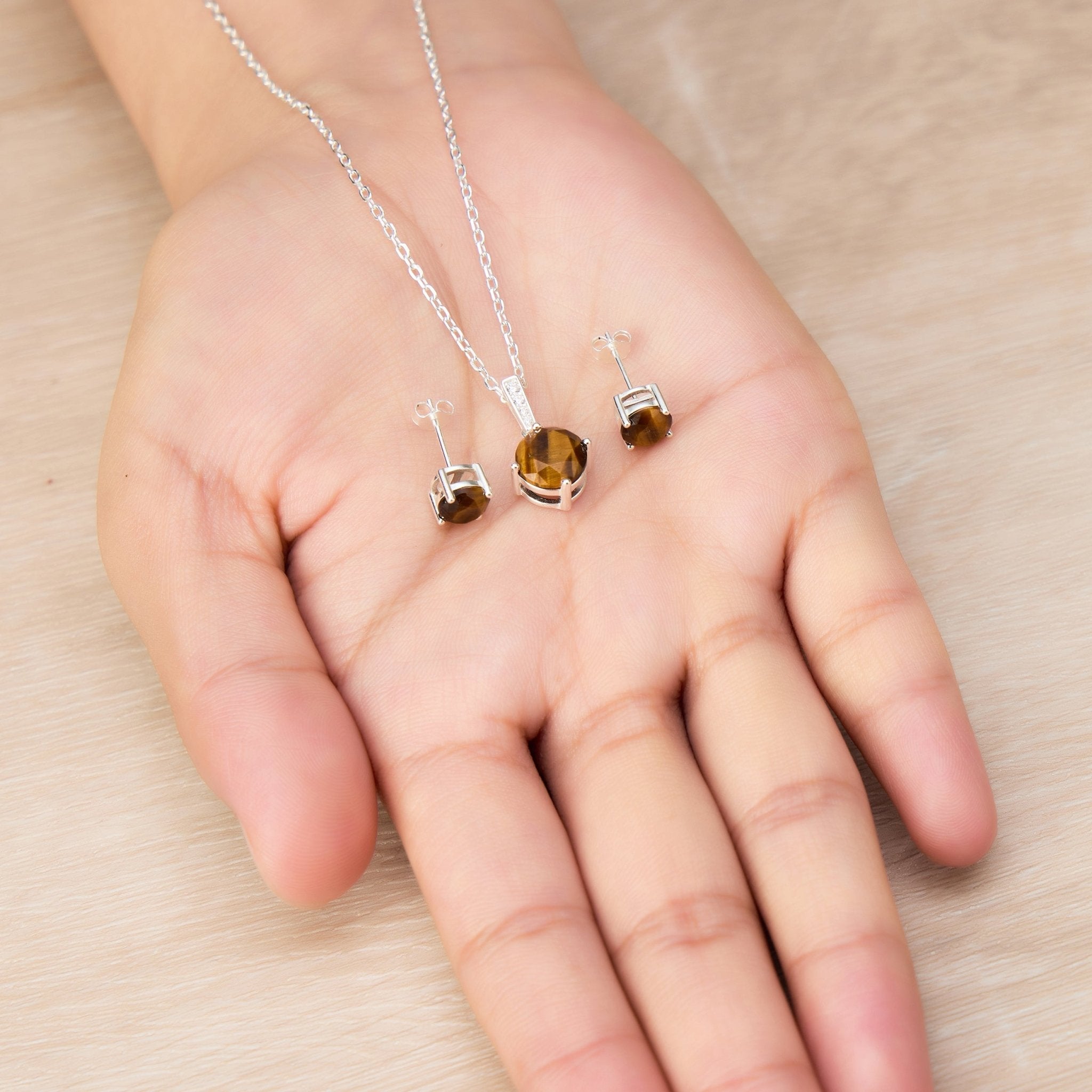 Sterling Silver Tigers Eye Gemstone Set