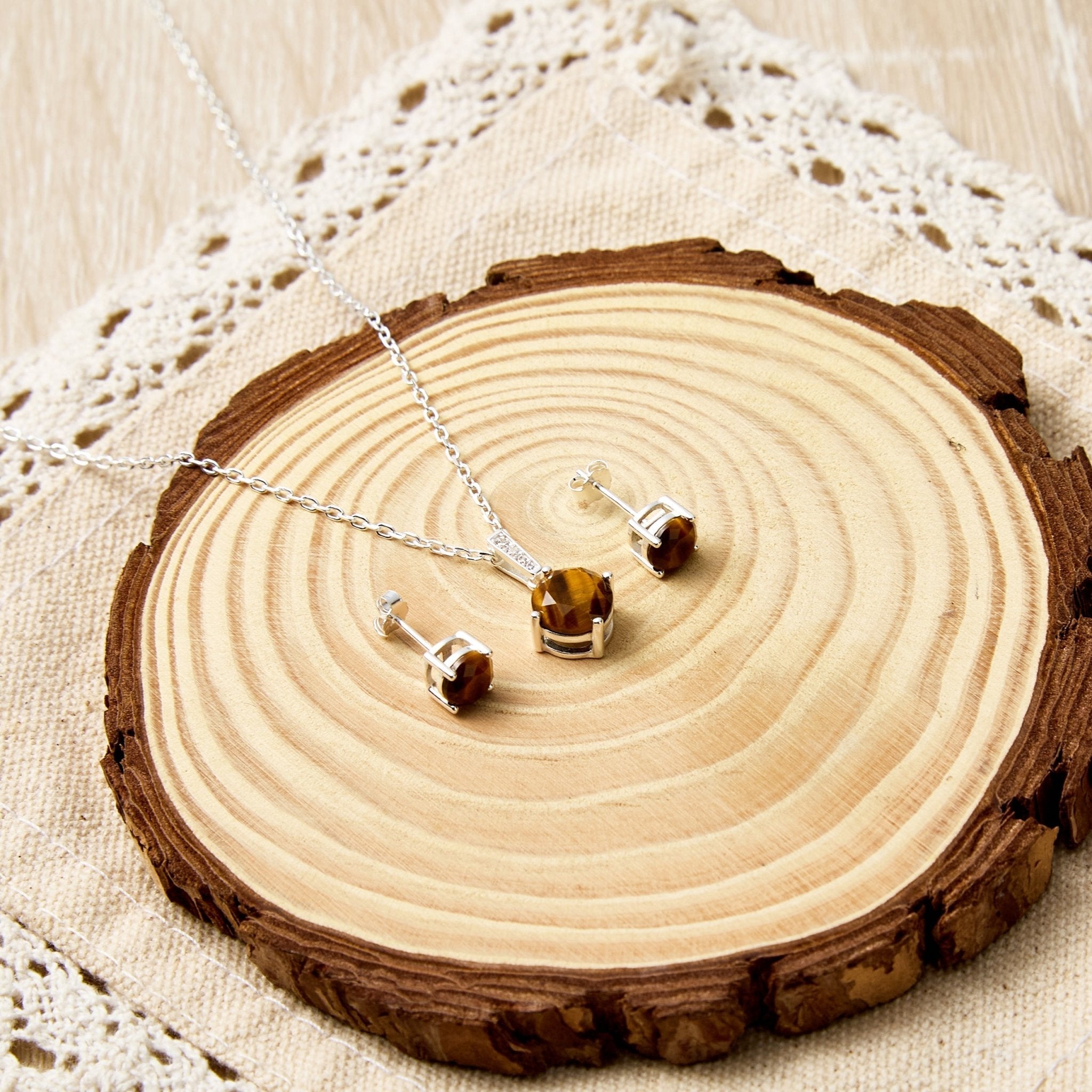 Sterling Silver Tigers Eye Gemstone Set