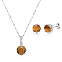 Sterling Silver Tigers Eye Gemstone Set with Quote Card