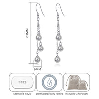 Sterling Silver Triple Grey Pearl Drop Earrings
