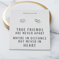 Sterling Silver True Friends Heart Link Earrings with Quote Card