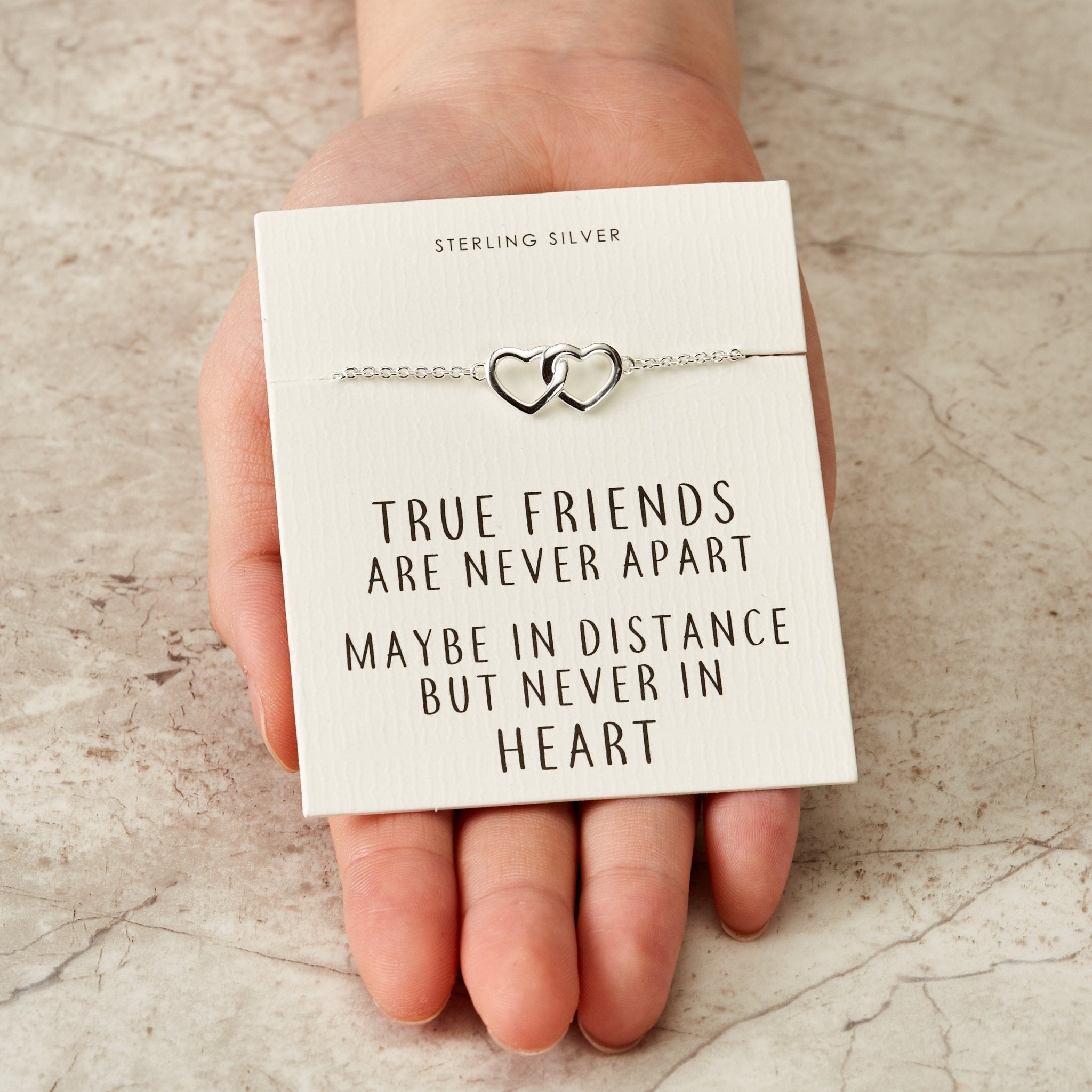 Sterling Silver True Friendship Heart Link Bracelet