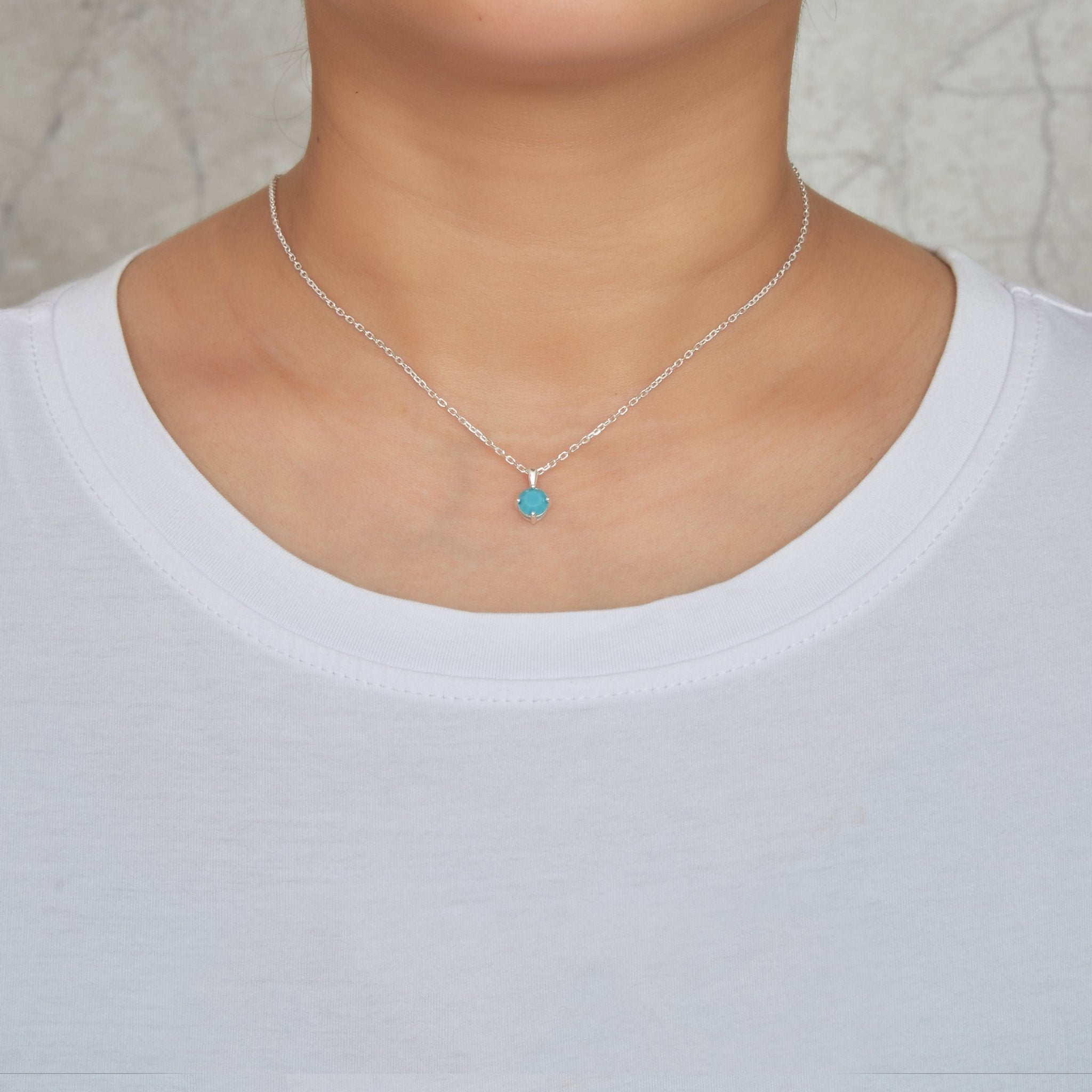 Sterling Silver Turquoise Necklace Created with Zircondia® Crystals