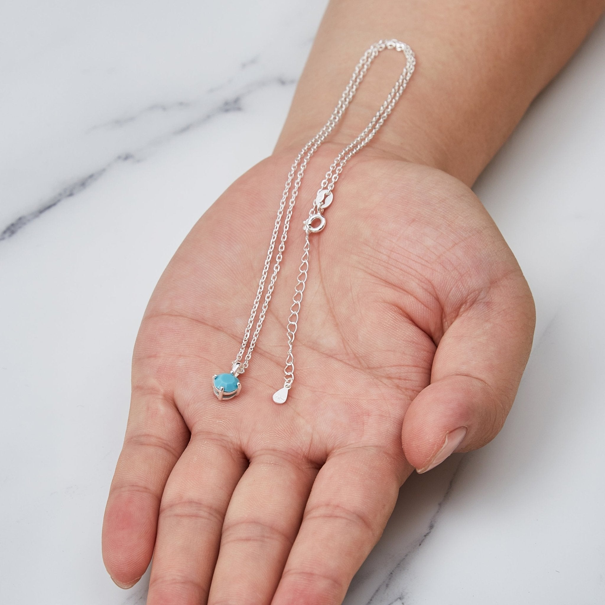 Sterling Silver Turquoise Necklace Created with Zircondia® Crystals