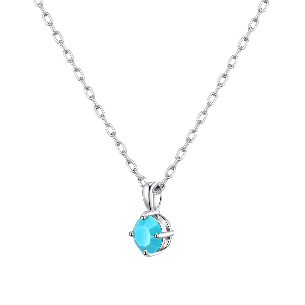 Sterling Silver Turquoise Necklace Created with Zircondia® Crystals