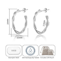 Sterling Silver Twisted Knot Hoop Earrings