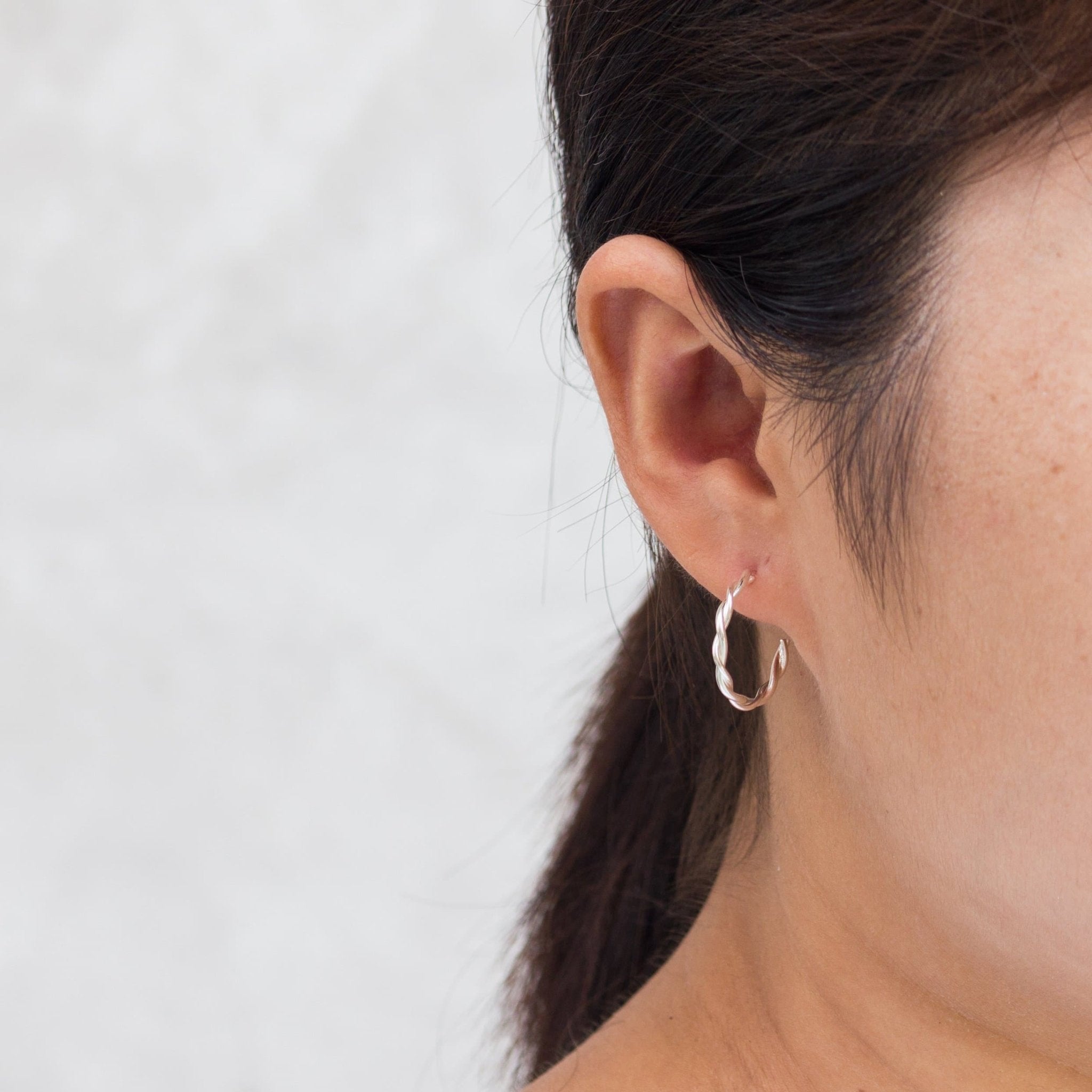 Sterling Silver Twisted Knot Hoop Earrings