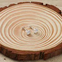 Sterling Silver White Opal Earrings Created with Zircondia® Crystals