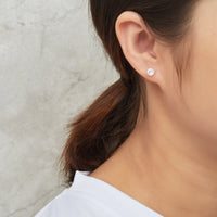 Sterling Silver White Opal Earrings Created with Zircondia® Crystals